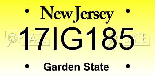 17IG185 New Jersey License Plate