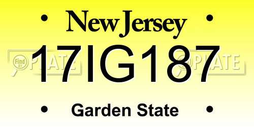 17IG187 New Jersey License Plate