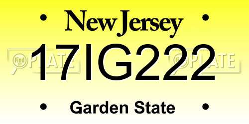 17IG222 New Jersey License Plate