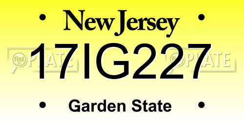 17IG227 New Jersey License Plate