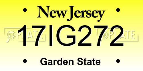 17IG272 New Jersey License Plate