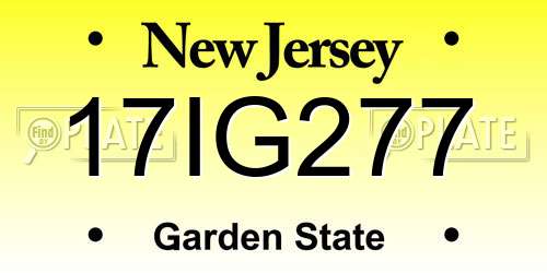17IG277 New Jersey License Plate