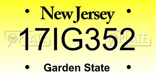 17IG352 New Jersey License Plate
