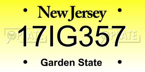 17IG357 New Jersey License Plate