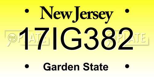 17IG382 New Jersey License Plate