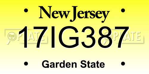 17IG387 New Jersey License Plate