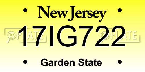 17IG722 New Jersey License Plate