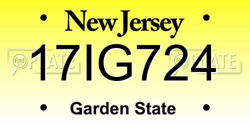 17IG724 New Jersey License Plate