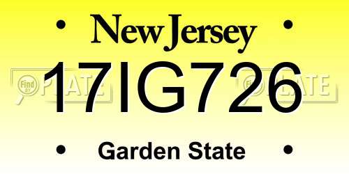17IG726 New Jersey License Plate