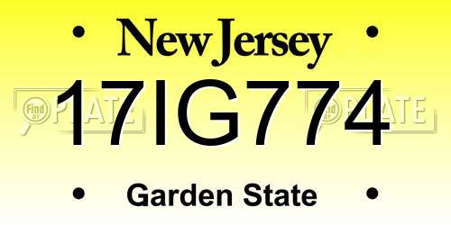 17IG774 New Jersey License Plate