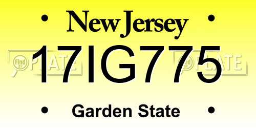 17IG775 New Jersey License Plate