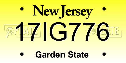 17IG776 New Jersey License Plate