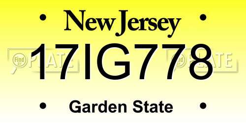 17IG778 New Jersey License Plate