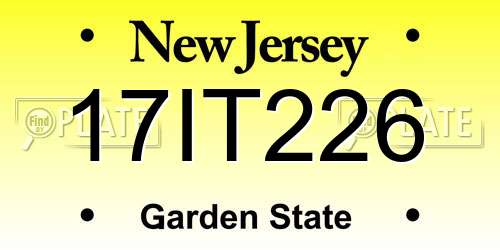 17IT226 New Jersey License Plate