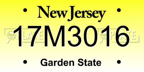 17M3016 New Jersey License Plate