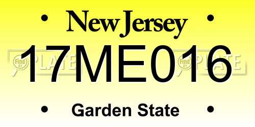 17ME016 New Jersey License Plate