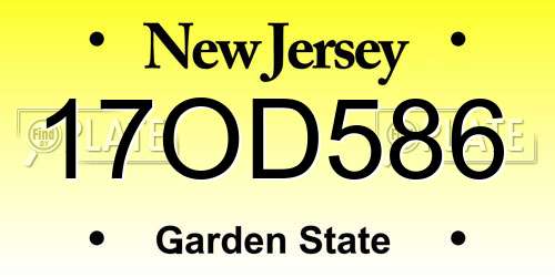 17OD586 New Jersey License Plate
