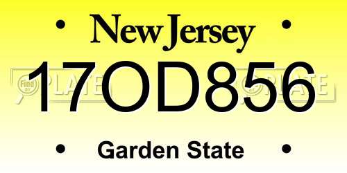 17OD856 New Jersey License Plate