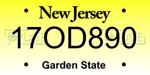 17OD890 New Jersey License Plate