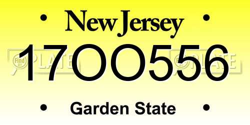 17OO556 New Jersey License Plate