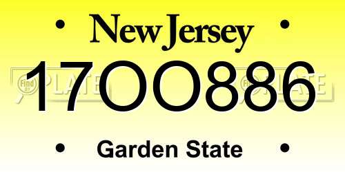 17OO886 New Jersey License Plate