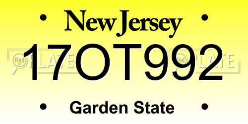 17OT992 New Jersey License Plate