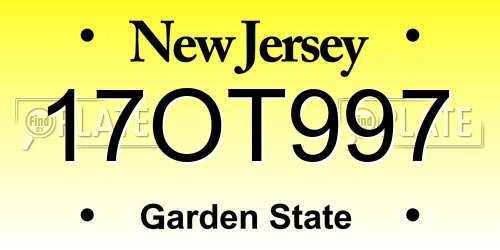 17OT997 New Jersey License Plate