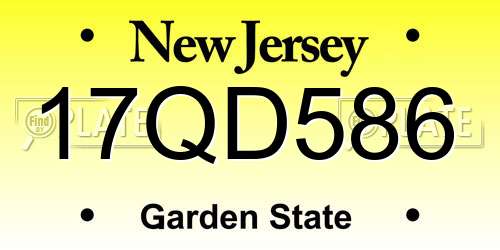 17QD586 New Jersey License Plate