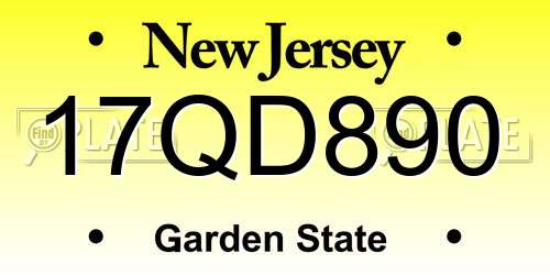17QD890 New Jersey License Plate