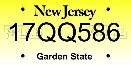 17QQ586 New Jersey License Plate