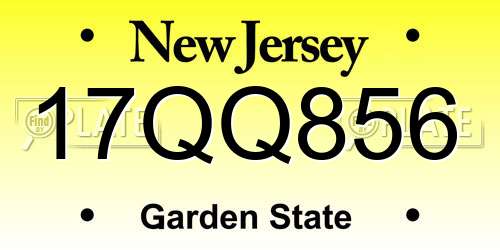 17QQ856 New Jersey License Plate