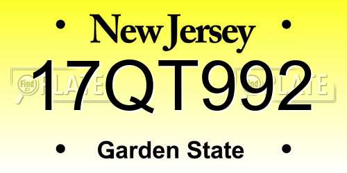 17QT992 New Jersey License Plate