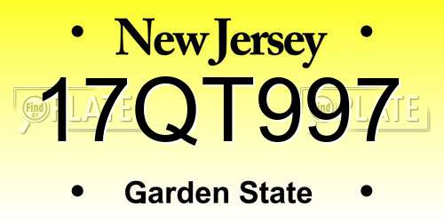 17QT997 New Jersey License Plate