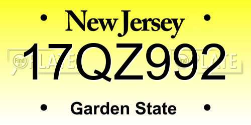17QZ992 New Jersey License Plate