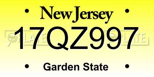 17QZ997 New Jersey License Plate