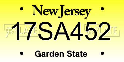17SA452 New Jersey License Plate