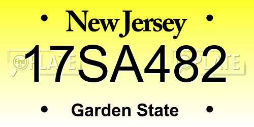17SA482 New Jersey License Plate