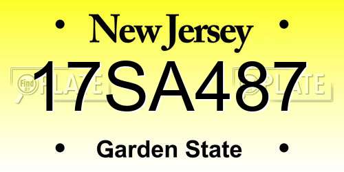 17SA487 New Jersey License Plate