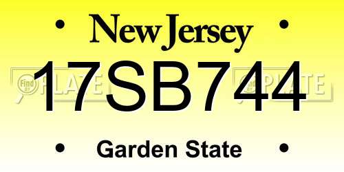 17SB744 New Jersey License Plate