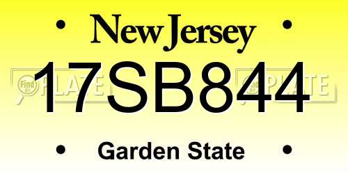 17SB844 New Jersey License Plate