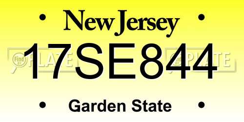 17SE844 New Jersey License Plate