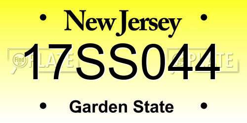17SS044 New Jersey License Plate