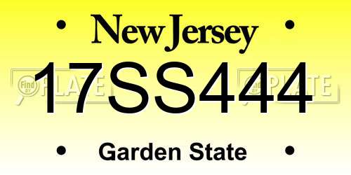 17SS444 New Jersey License Plate