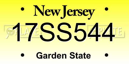 17SS544 New Jersey License Plate