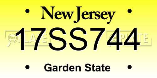 17SS744 New Jersey License Plate