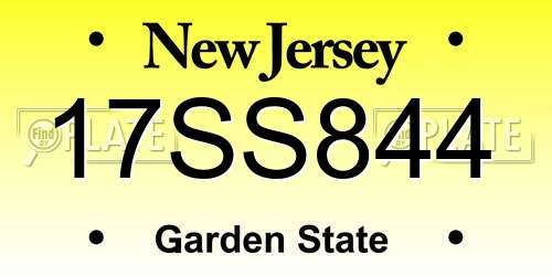 17SS844 New Jersey License Plate