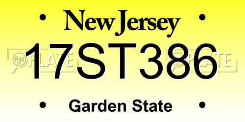 17ST386 New Jersey License Plate