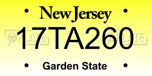 17TA260 New Jersey License Plate