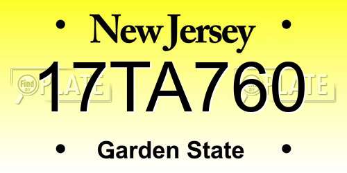 17TA760 New Jersey License Plate