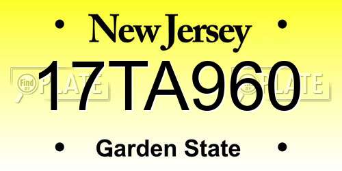 17TA960 New Jersey License Plate